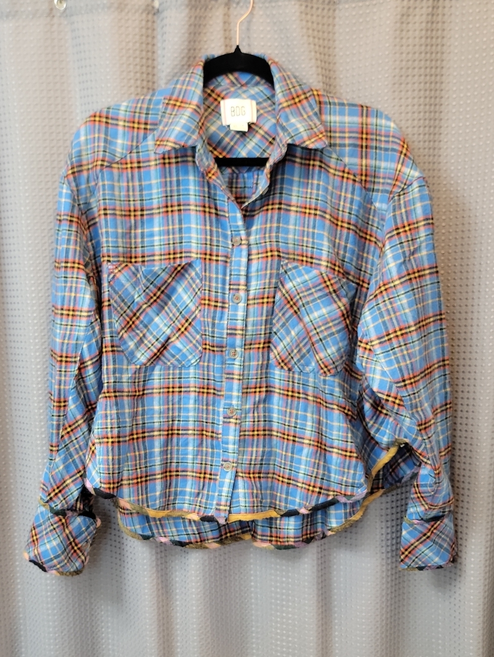 Urban Outfitters BDG Plaid Oversized Crop Button Down Size XS